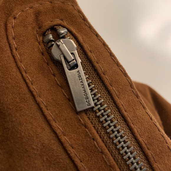 BCBGMaxAzria Snap Front 100% Suede Leather Crop Moto Jacket - Picture 4 of 4